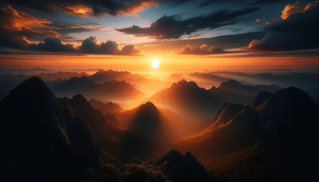 Sunrise over a mountain range, symbolizing new beginnings and the hope that comes with overcoming challenges.