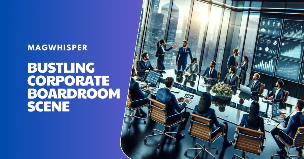 Bustling Corporate Boardroom Scene